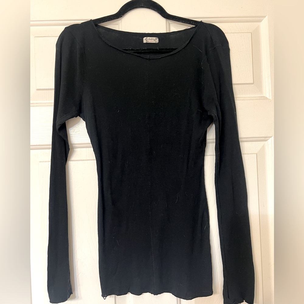 Free People Black Long Sleeve Women's Top